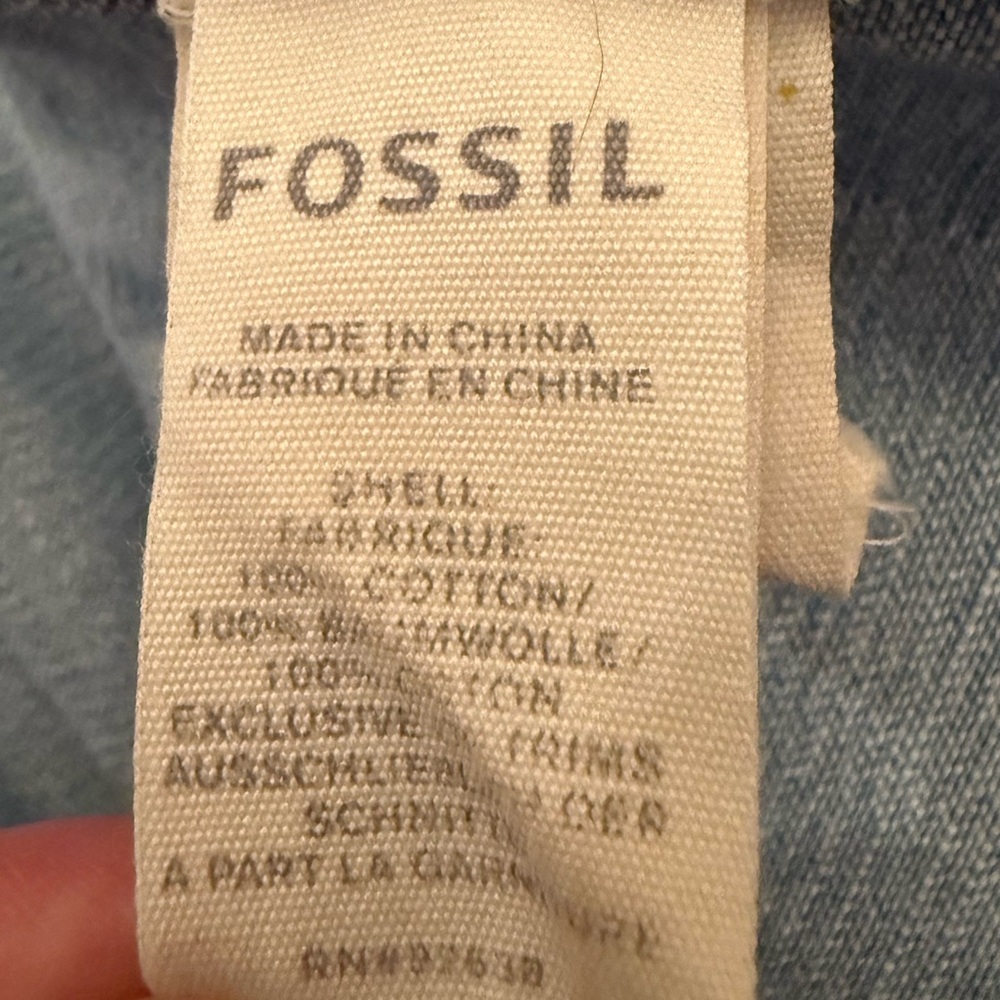 Fossil Womens Denim Belted Trench Coat Double Breasted Size Medium - Picture 4 of 7